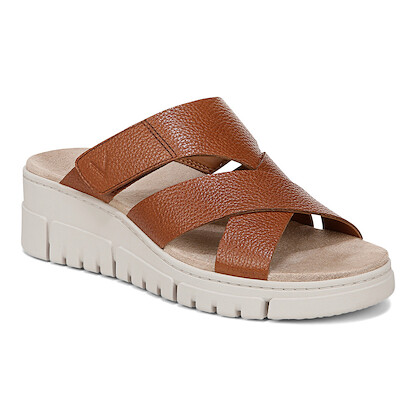 Vionic Women's Uptown Sunset Wedge Sandal Tan Leather - J3196L1200