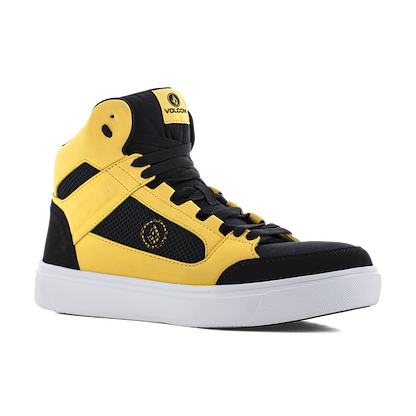 VOLCOM WORKWEAR Men's Evolve Skate Inspired Composite Toe ESD High Top Work Shoe Black/Yellow - VM30237