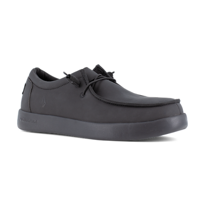 VOLCOM WORKWEAR Men's Chill Leather Skate Inspired Composite Toe Slip Resistant Slip-On Casual Work Shoe Black - VM30810