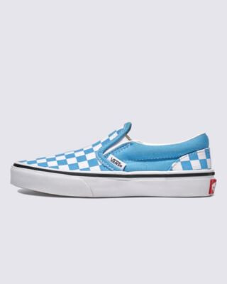 VANS Kids' Classic Slip-On Checkerboard Shoe Color Theory Checkerboard Heritage Blue - VN000D0JE2W