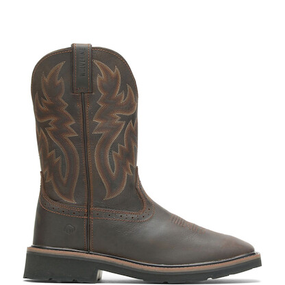 WOLVERINE Men's Rancher 10" Square Toe Steel Toe Wellington Work Boot Dark Brown/Rust - W10702