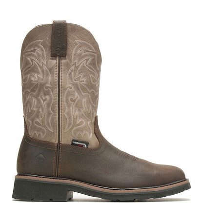 WOLVERINE Men's 10" Rancher Square Steel Toe Waterproof Wellington Work Boot Dark Taupe/Brown - W221030