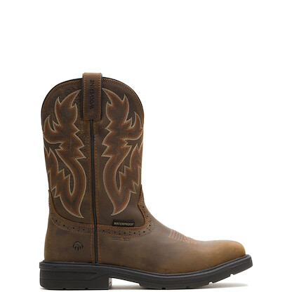 WOLVERINE Men's 10" Rancher Level Steel Toe Waterproof Wellington Work Boot Dark Coffee - W251049