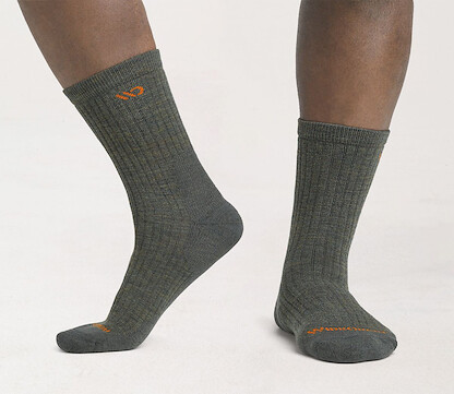 WIDE OPEN SOCKS Men's Solid Cushioned Micro Crew Sock Forest - 9001-FOREST