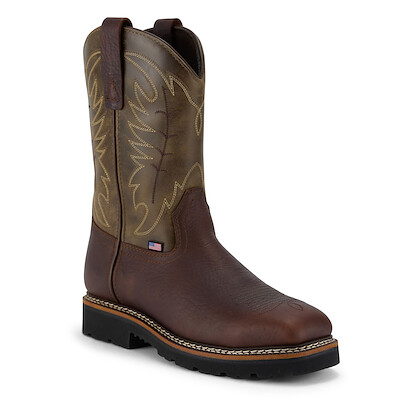 US Boot Men's 10" Western Steel Toe Waterproof Work Boot Brown/Olive - 27292