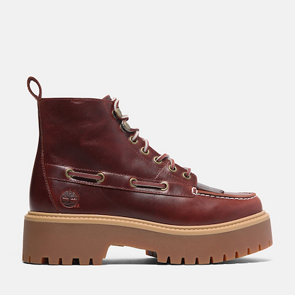 Timberland Women's Stone Street Platform Kiltie Boot Burgundy Full Grain Leather - TB0A27YZEIW
