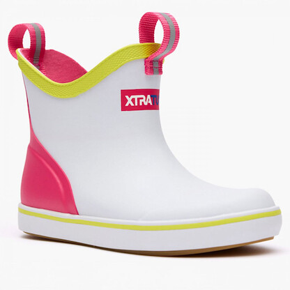 XTRATUF Big Kids’ TUFS Ankle Deck Boot White Multi Pink - XKAB101Y