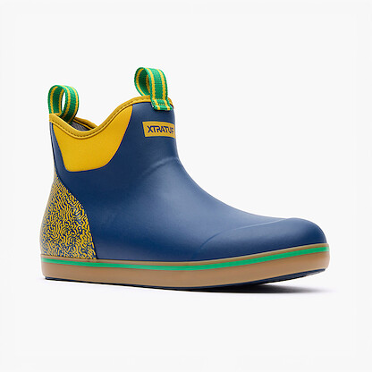 XTRATUF Men’s 6” Tailgate Ankle Deck Boot Blue Navy Yellow - XMABT200