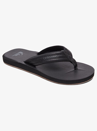 Quiksilver Men's Carver Nubuck Flip Flop Sandals Solid Black - AQYL100623-SBKM