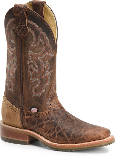 Double-H Boots Men's 12" Harshaw Domestic Wide Square Toe ICE™ Roper Western Boot Brown - DH4645
