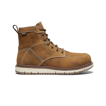 KEEN Utility Women's 6" San Jose Alloy Toe Waterproof Wedge Work Boot Almond/Gum - 1026369
