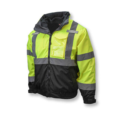 Radians Men's Three-in-One Deluxe High Visibility Bomber Jacket Hi-Vis Green - SJ210B-3ZGS