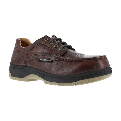 FLORSHEIM WORK Women's Compadre Composite Toe ESD Eurocasual Moc Toe Oxford Work Shoe Dark Brown - FS240