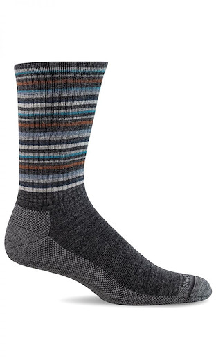 Sockwell Men's Camp Stripe Crew Essential Comfort Socks Charcoal - LD78M-850