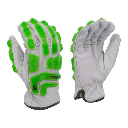 Radians KAMORI® Cut Protection Level A5 Goatskin Work Glove with TPR Gray/Hi-Vis Green - RWG50