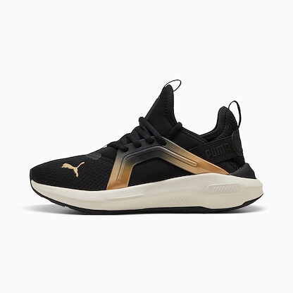 PUMA Women's Softride Enzo 5 Metallic Running Shoe Puma Black/Warm White/Puma Gold - 31047301