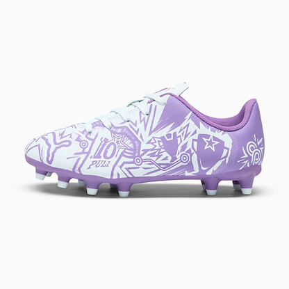 PUMA Unisex Kids' Puma x Christian Pulisic Tacto II Firm/Artificial Ground Soccer Cleats Dewdrop/Ultra Violet - 10750006