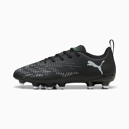 PUMA Unisex Kids' Future 8 Play Firm/Artificial Ground Soccer Cleats Puma Black/Cool Light Gray/Fluorescent Green - 10814402