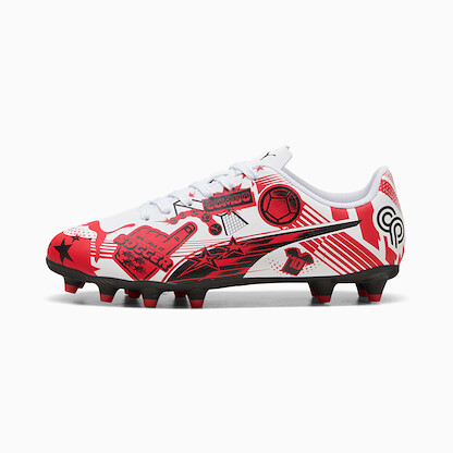 PUMA Unisex Kids' Ultra Christian Pulisic Legacy Firm/Artificial Ground Soccer Cleat Puma White/Puma Red/Puma Black- 10877505
