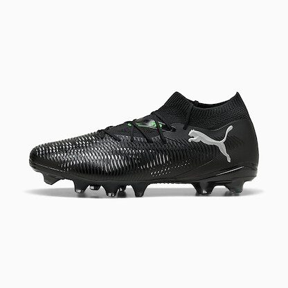 PUMA Men's Future 8 Match Firm/Artificial Ground Soccer Cleats Puma Black/Cool Light Gray/Fluo Green - 10814002