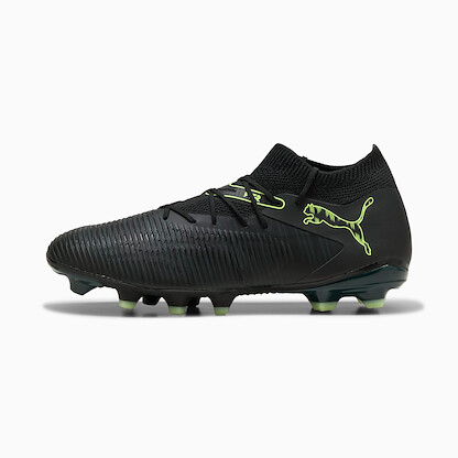 PUMA Men's Future 8 Match Firm/Artificial Ground Soccer Cleats Puma Black/Fizzy Light/Green Terrain - 10859302