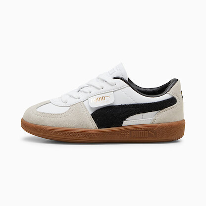 PUMA Unisex Little Kid's Palermo Leather Sneaker White/Vapor Gray/Gum - 39727601