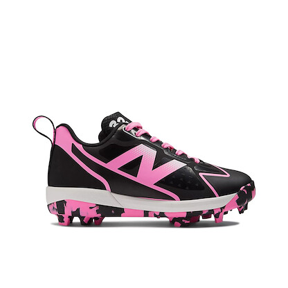New Balance Kid's Romero Duo V2 Rubber Molded Baseball Shoe, Black/Pink, 11.5 M Little Kid