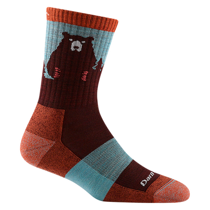 Darn Tough Women's Bear Town Micro Crew Lightweight with Cushion Hiking Sock Burgundy - 1970-BURGUNDY
