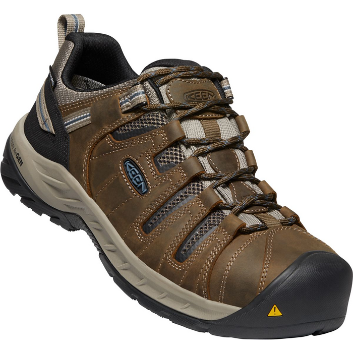 KEEN Utility Men's Flint II Waterproof Steel Toe Work Shoe Cascade Brown/Orion Blue - 1023236