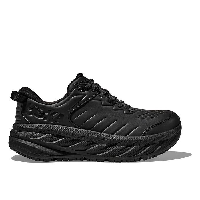 HOKA Women's Bondi SR Black Leather Slip Resistant - 1110521-BBLC