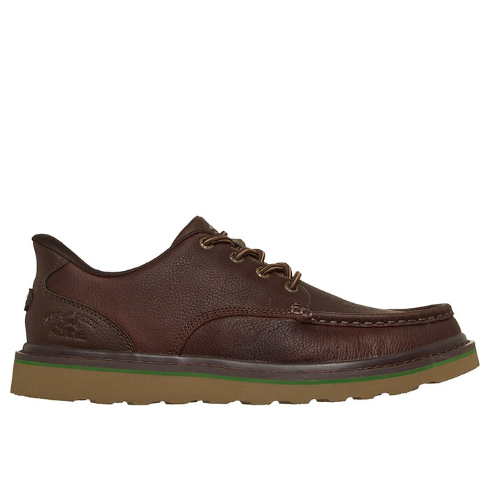 Skechers Men's John Deere Brockman Soft Moc Toe Relaxed fot Hand Free Slip Ins Industrial Shoe, Red Brown,
