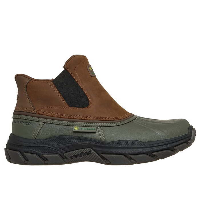 Skechers x John Deere Men's Slip-ins: Respected Langdon Relaxed Fit® Waterproof Hands Free Duck Boot Olive/Brown - 256133-OLBR