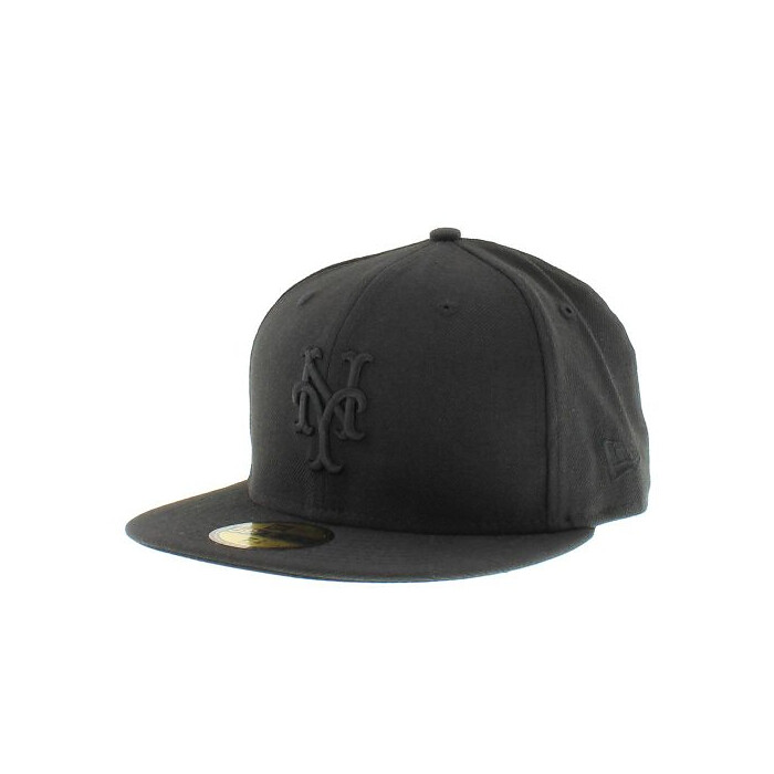 New Era York Mets 59FIFTY Black on Black Fitted Hat