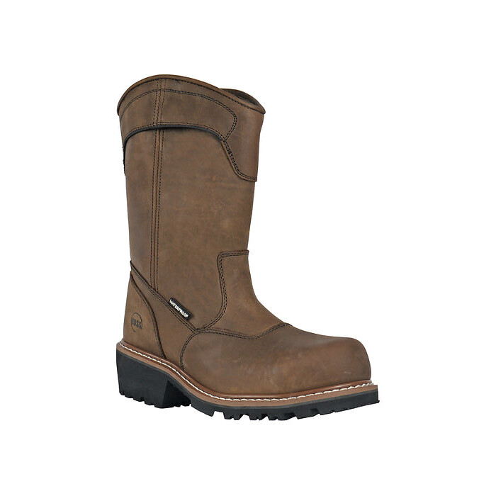 HOSS Men's 10" Buford Composite Toe PR Waterproof Logger Pull-On Work Boot Brown - 90211