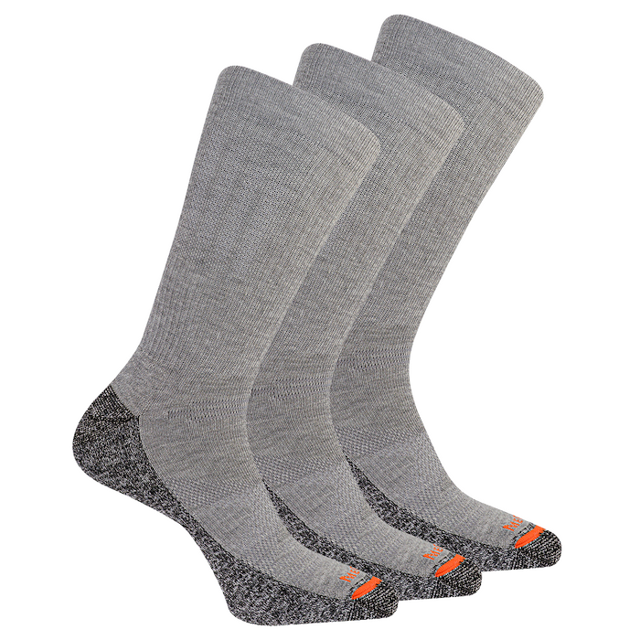 Merrell Unisex ComfortBase XS Repreve Lightweight Work Crew Socks Gray (3 pairs) - MEA33641C3B2001-GRAY