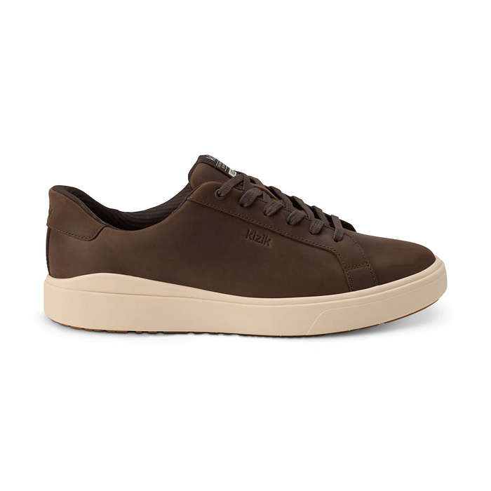Kizik Men's Vegas 2 Hands Free Sneaker Full Grain Leather Mole/Whitecap Gray - MVEG2501