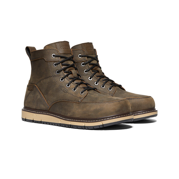 KEEN Utility Men's 6" San Jose Aluminum Toe Waterproof Work Boot Sky Cascade Brown/Black - 1022106