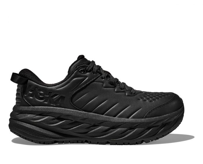 HOKA Women's Bondi SR Black Leather Slip Resistant - 1110521-BBLC