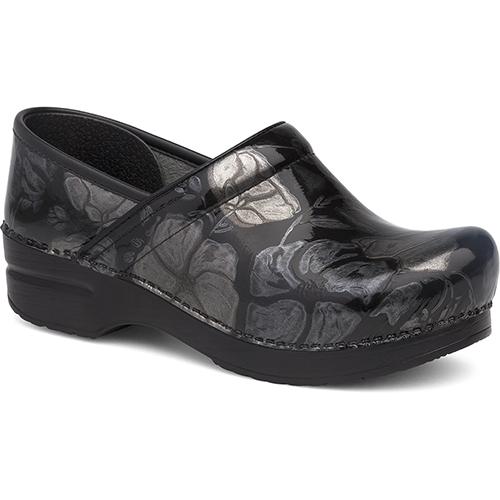 Dansko Women's Professional Stapled Clog Pewter Floral Patent - 606970202