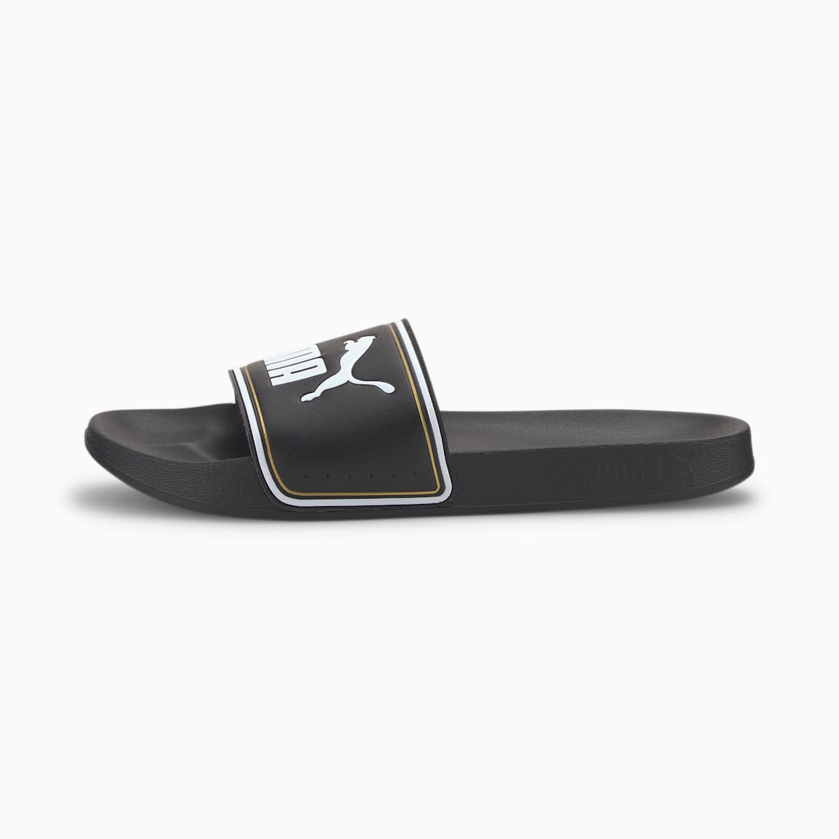 PUMA Women's Leadcat Slide Sandal Puma Black/Puma Team Gold/Puma White - 37227601