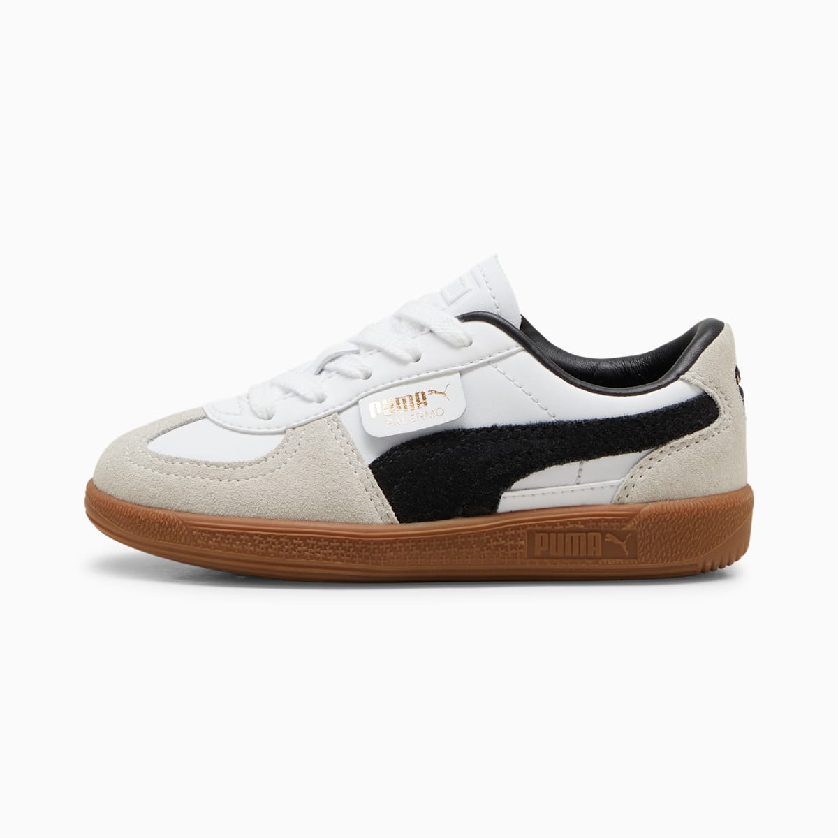 PUMA Unisex Little Kid's Palermo Leather Sneaker White/Vapor Gray/Gum - 39727601